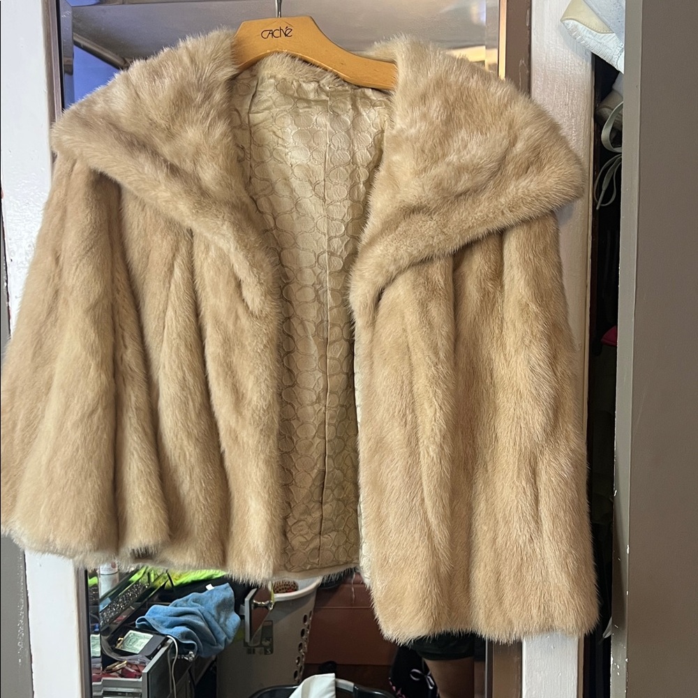 Beige Faux Fur Hooded Jacket - Women